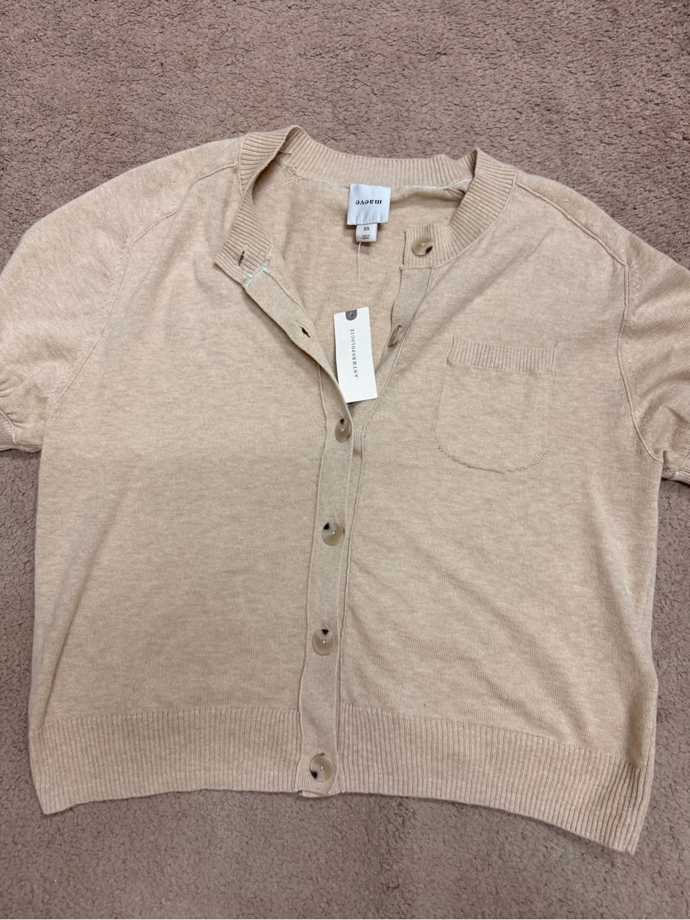 Maeve Short-Sleeve Button Front sweater cardigan - Picture 5 of 10